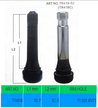 TR418 氣車用汽車用氣門嘴 TR418 Passenger car Tire Valves